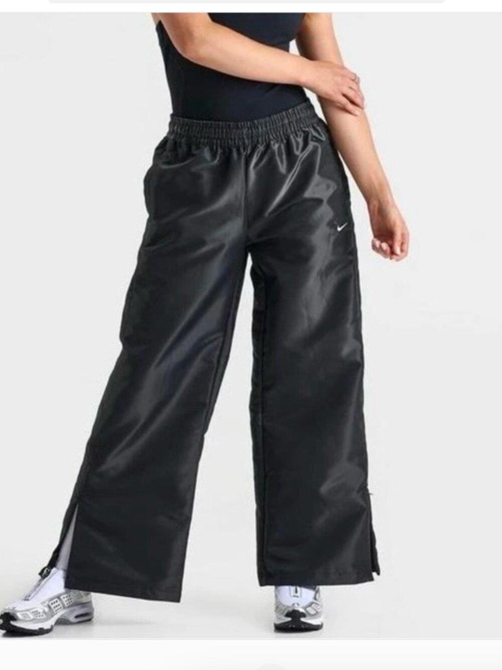 Nike Sportswear Windrunner Women's Shine Pants gray black wide leg sweatpants L